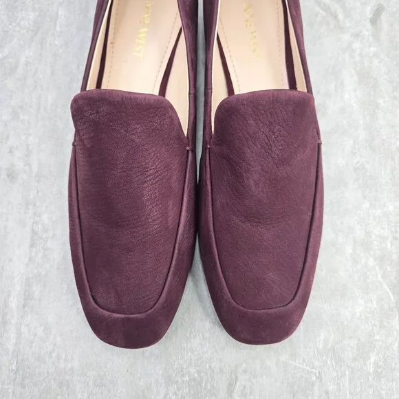 Nine West Slip On Loafers Size 8 Plum Purple Suede Preppy Square Toe Dress Shoes - Picture 3 of 11